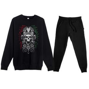 Ancient Aztec King Mexican Skull Mayas Mask Calavera Azteca Premium Crewneck Sweatsuit Set