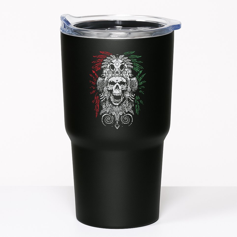 Ancient Aztec King Mexican Skull Mayas Mask Calavera Azteca Tumbler