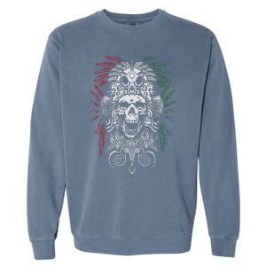 Ancient Aztec King Mexican Skull Mayas Mask Calavera Azteca Garment-Dyed Sweatshirt