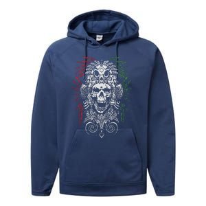 Ancient Aztec King Mexican Skull Mayas Mask Calavera Azteca Performance Fleece Hoodie