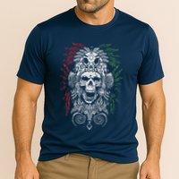 Ancient Aztec King Mexican Skull Mayas Mask Calavera Azteca Cooling Performance Crew T-Shirt