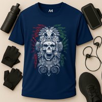 Ancient Aztec King Mexican Skull Mayas Mask Calavera Azteca Cooling Performance Crew T-Shirt