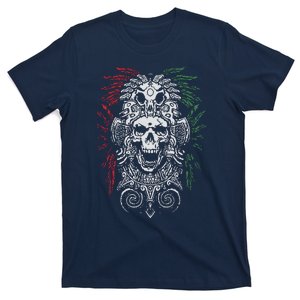 Ancient Aztec King Mexican Skull Mayas Mask Calavera Azteca T-Shirt