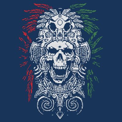 Ancient Aztec King Mexican Skull Mayas Mask Calavera Azteca T-Shirt