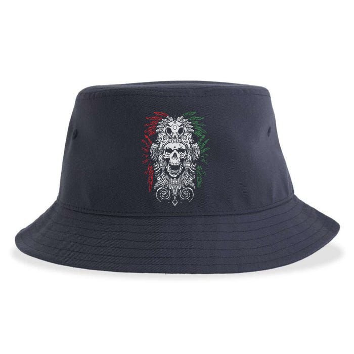 Ancient Aztec King Mexican Skull Mayas Mask Calavera Azteca Sustainable Bucket Hat