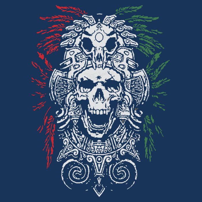 Ancient Aztec King Mexican Skull Mayas Mask Calavera Azteca Sustainable Bucket Hat
