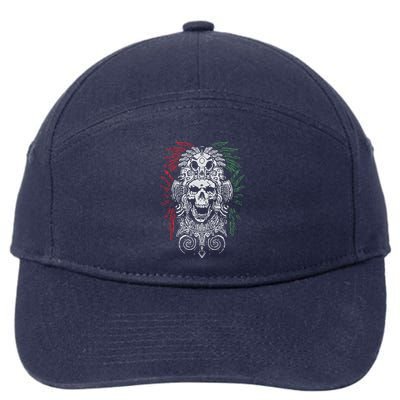 Ancient Aztec King Mexican Skull Mayas Mask Calavera Azteca 7-Panel Snapback Hat