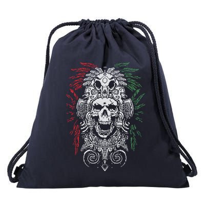 Ancient Aztec King Mexican Skull Mayas Mask Calavera Azteca Drawstring Bag