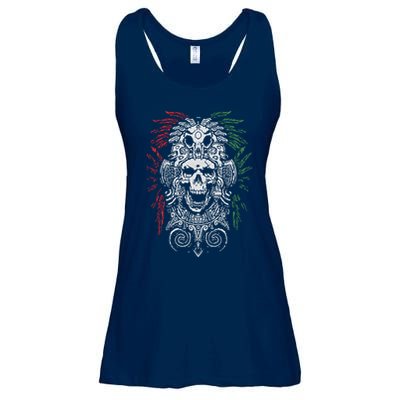 Ancient Aztec King Mexican Skull Mayas Mask Calavera Azteca Ladies Essential Flowy Tank