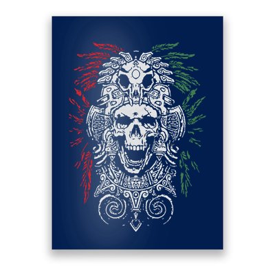 Ancient Aztec King Mexican Skull Mayas Mask Calavera Azteca Poster