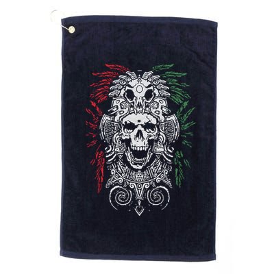 Ancient Aztec King Mexican Skull Mayas Mask Calavera Azteca Golf Towel