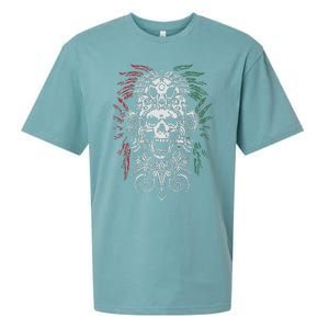 Ancient Aztec King Mexican Skull Mayas Mask Calavera Azteca Sueded Cloud Jersey T-Shirt