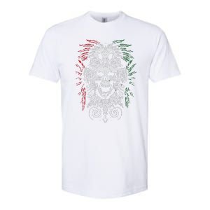 Ancient Aztec King Mexican Skull Mayas Mask Calavera Azteca Softstyle CVC T-Shirt