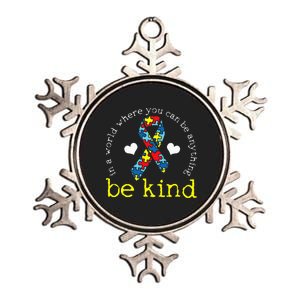 Autism Awareness Kindness Ribbon Heart Metallic Star Ornament