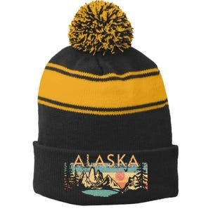 Alaska Stripe Pom Pom Beanie