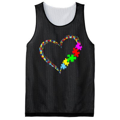 Autism Awareness Love Heart Puzzle Piece Gift Mesh Reversible Basketball Jersey Tank