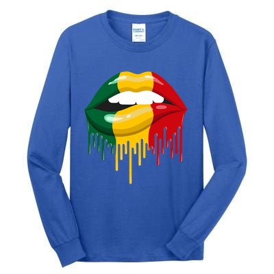 African American Lips Gift Juneteenth Queen Cool Gift Tall Long Sleeve T-Shirt