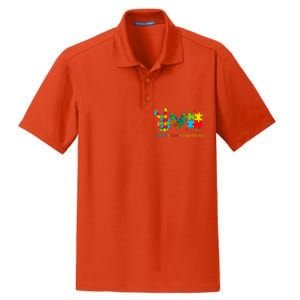 Autism Accept Love Understand Puzzle Pieces Tie Dye Rainbow Dry Zone Grid Polo