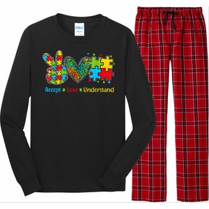 Autism Accept Love Understand Puzzle Pieces Tie Dye Rainbow Long Sleeve Pajama Set