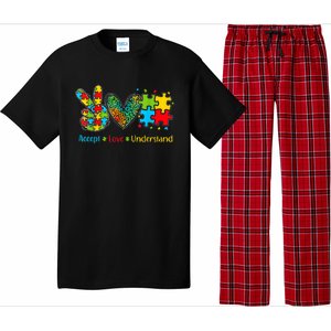 Autism Accept Love Understand Puzzle Pieces Tie Dye Rainbow Pajama Set