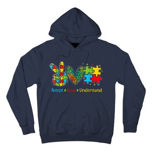 Autism Accept Love Understand Puzzle Pieces Tie Dye Rainbow Hoodie