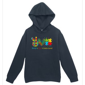 Autism Accept Love Understand Puzzle Pieces Tie Dye Rainbow Urban Pullover Hoodie