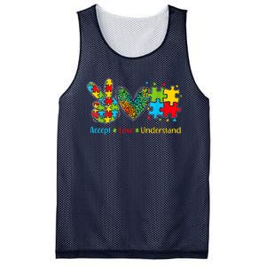 Autism Accept Love Understand Puzzle Pieces Tie Dye Rainbow Mesh Reversible Basketball Jersey Tank