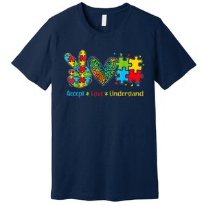 Autism Accept Love Understand Puzzle Pieces Tie Dye Rainbow Premium T-Shirt