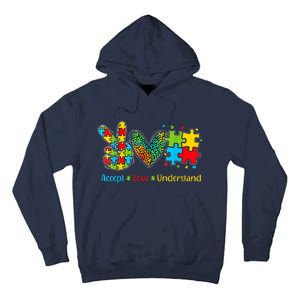 Autism Accept Love Understand Puzzle Pieces Tie Dye Rainbow Tall Hoodie