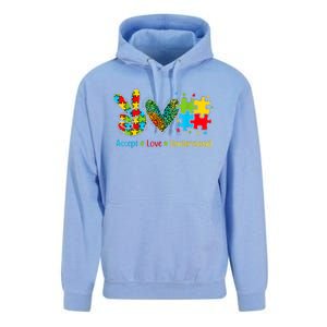 Autism Accept Love Understand Puzzle Pieces Tie Dye Rainbow Unisex Surf Hoodie