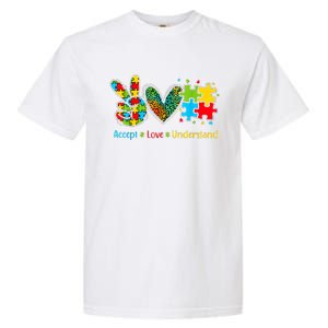 Autism Accept Love Understand Puzzle Pieces Tie Dye Rainbow Garment-Dyed Heavyweight T-Shirt