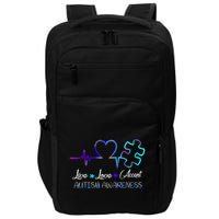 Autism Awareness Live Love Accept Puzzle Heartbeat Impact Tech Backpack