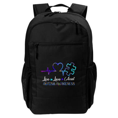 Autism Awareness Live Love Accept Puzzle Heartbeat Backpack
