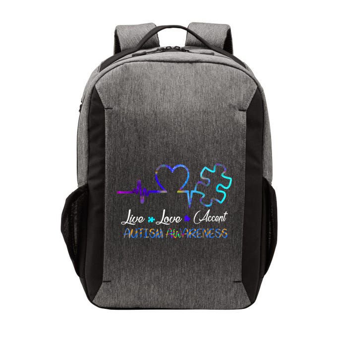 Autism Awareness Live Love Accept Puzzle Heartbeat Vector Backpack