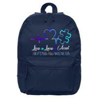 Autism Awareness Live Love Accept Puzzle Heartbeat 16 in Basic Backpack