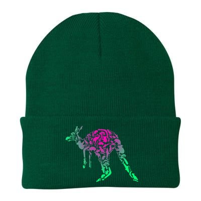 Australia Animal Lover Colorful Painting Kangaroo Knit Cap Winter Beanie