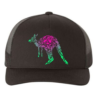 Australia Animal Lover Colorful Painting Kangaroo Yupoong Adult 5-Panel Trucker Hat