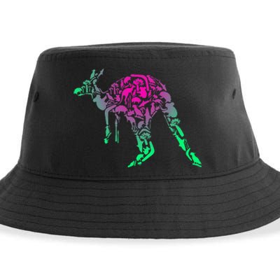 Australia Animal Lover Colorful Painting Kangaroo Sustainable Bucket Hat