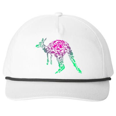 Australia Animal Lover Colorful Painting Kangaroo Snapback Five-Panel Rope Hat