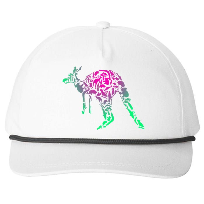 Australia Animal Lover Colorful Painting Kangaroo Snapback Five-Panel Rope Hat