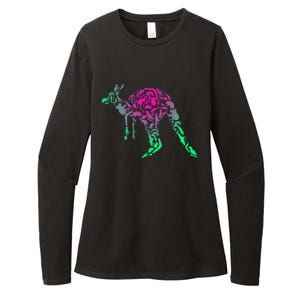 Australia Animal Lover Colorful Painting Kangaroo Womens CVC Long Sleeve Shirt