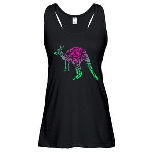 Australia Animal Lover Colorful Painting Kangaroo Ladies Essential Flowy Tank