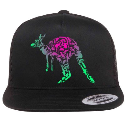 Australia Animal Lover Colorful Painting Kangaroo Flat Bill Trucker Hat