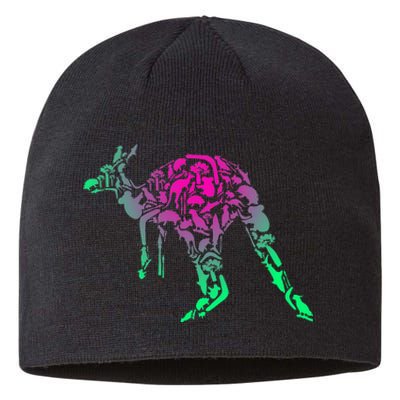 Australia Animal Lover Colorful Painting Kangaroo Sustainable Beanie