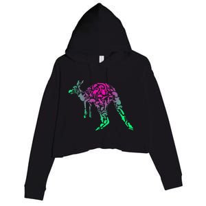 Australia Animal Lover Colorful Painting Kangaroo Crop Fleece Hoodie