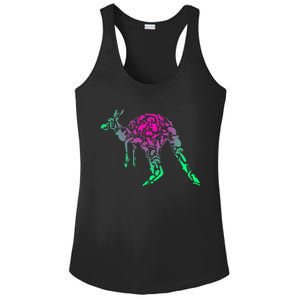 Australia Animal Lover Colorful Painting Kangaroo Ladies PosiCharge Competitor Racerback Tank