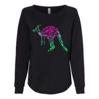 Australia Animal Lover Colorful Painting Kangaroo Womens California Wash Sweatshirt