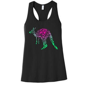 Australia Animal Lover Colorful Painting Kangaroo Women's Racerback Tank