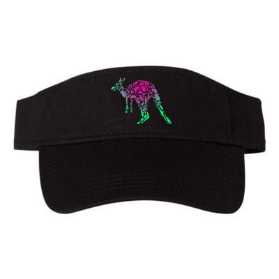 Australia Animal Lover Colorful Painting Kangaroo Valucap Bio-Washed Visor