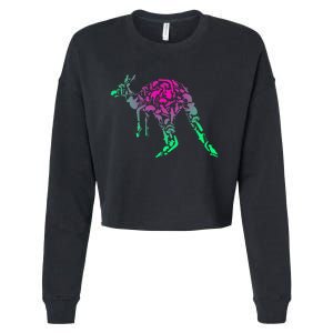 Australia Animal Lover Colorful Painting Kangaroo Cropped Pullover Crew